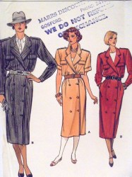 9159 VOGUE 2 BREASTED SS-LS EPAULET COAT DRESS PATTERN 8-12; 14- 18 choice Uncut